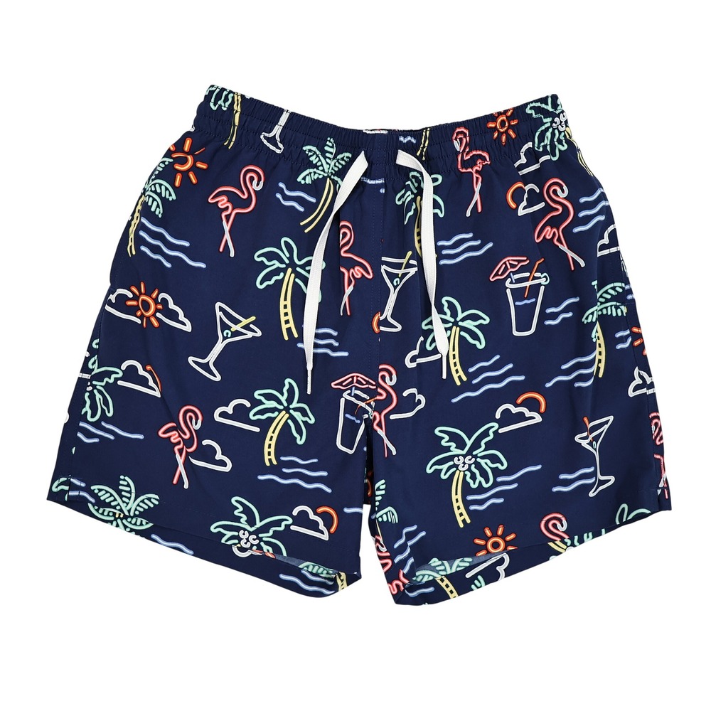 CHUBBIES Men's S Navy Neon Tropical Print 5.5" Inseam Mesh Lined Swim Trunks